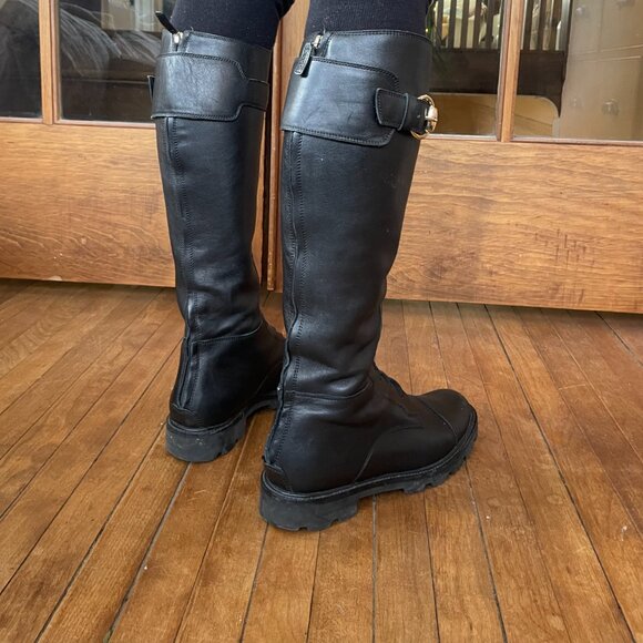 Gucci Leather Knee High Horsebit Accent Riding Boots - Picture 3 of 6